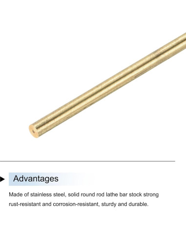 Barra Redonda de Latón 2.5mm x 300mm uxcell - 10 Piezas