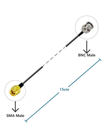 Cable Coaxial RF SMA Macho a BNC Macho 15cm 2PCS POBADY