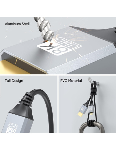 Cable Micro HDMI a HDMI URELEGAN 2.4M 8K 60Hz 48Gbps