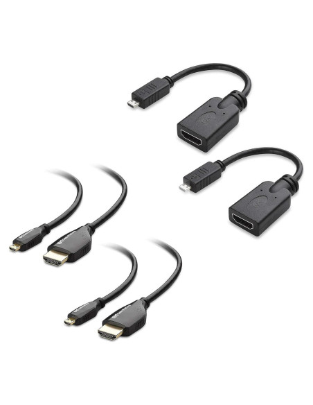 Paquete de 2 Adaptadores y Cables Micro HDMI a HDMI 4K Cable Matters