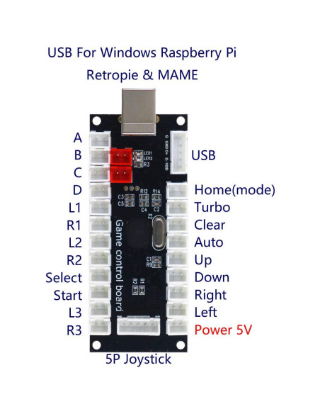 Kit de Juego Arcade SJ@JX para 2 Jugadores DIY USB Sin Retraso