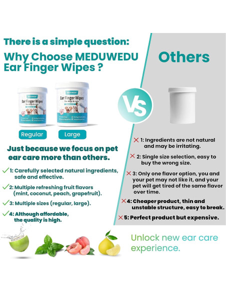 Toallitas Limpiadoras de Oídos para Perros y Gatos MEDUWEDU 60 Unidades