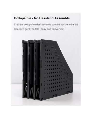 Soporte de Revistas Plegable Leven 3 Compartimentos Gris Oscuro