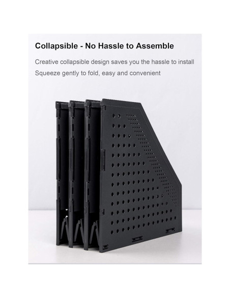 Soporte de Revistas Plegable Leven 3 Compartimentos Gris Oscuro