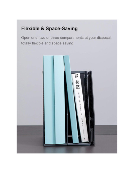 Soporte de Revistas Plegable Leven 3 Compartimentos Gris Oscuro