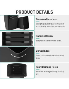 5 Soportes Colgantes para Tazas LEZIOA - Organizador Negro 2