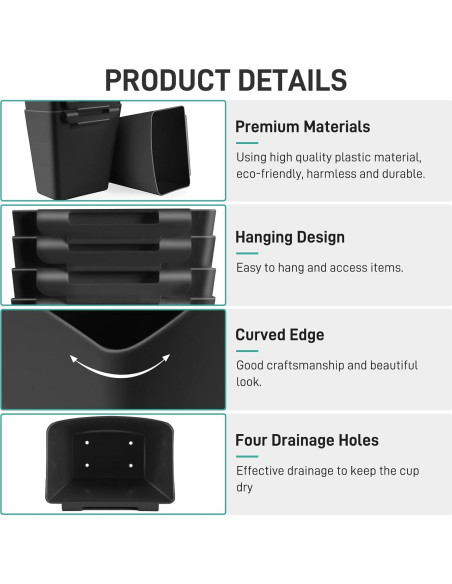 5 Soportes Colgantes para Tazas LEZIOA - Organizador Negro