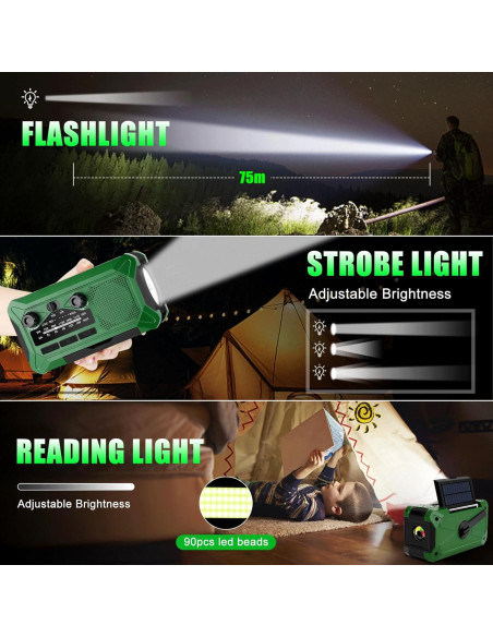 Radio de Manivela de Emergencia Veubew WR5 10000mAh con Linterna LED