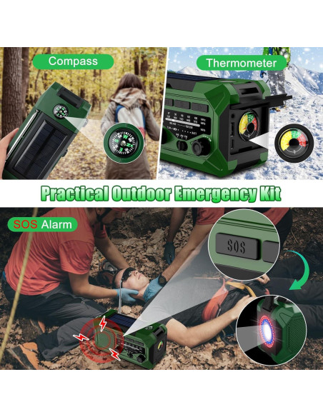 Radio de Manivela de Emergencia Veubew WR5 10000mAh con Linterna LED