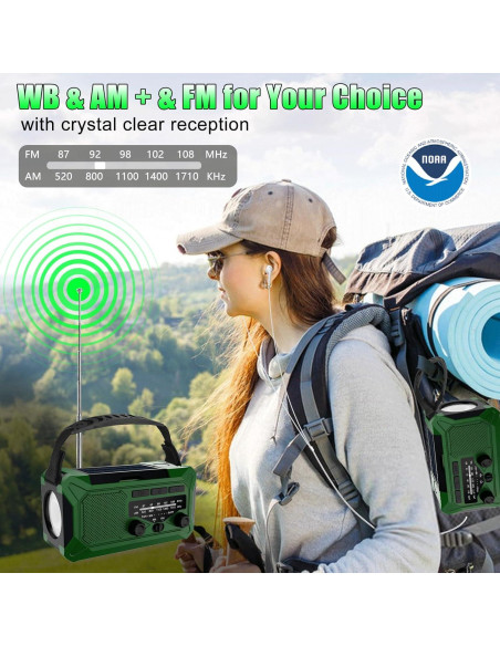 Radio de Manivela de Emergencia Veubew WR5 10000mAh con Linterna LED