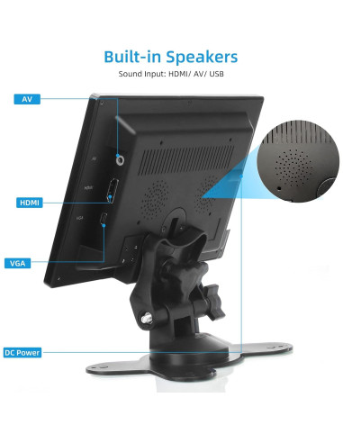 Monitor de 7 Pulgadas AISHICHEN 1024x600 HDMI IPS con Altavoces