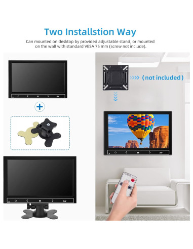 Monitor de 7 Pulgadas AISHICHEN 1024x600 HDMI IPS con Altavoces