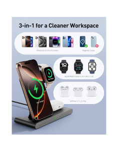 Cargador Inalámbrico Rápido 3 en 1 Kingtron para iPhone y Samsung 2