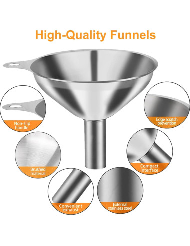 Juego de 3 Embudos de Acero Inoxidable YLYL - Cocina