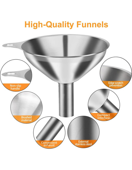 Juego de 3 Embudos de Acero Inoxidable YLYL - Cocina
