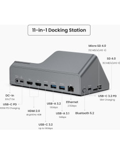 Estación de Acoplamiento USB-C HiDock H1 11-en-1 118W 2