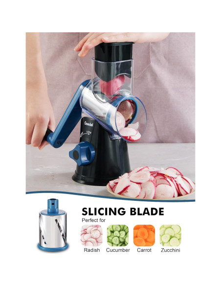 Rallador de Queso Rotativo Geedel con 3 Cuchillas Intercambiables