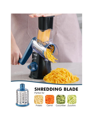 Rallador de Queso Rotativo Geedel con 3 Cuchillas Intercambiables