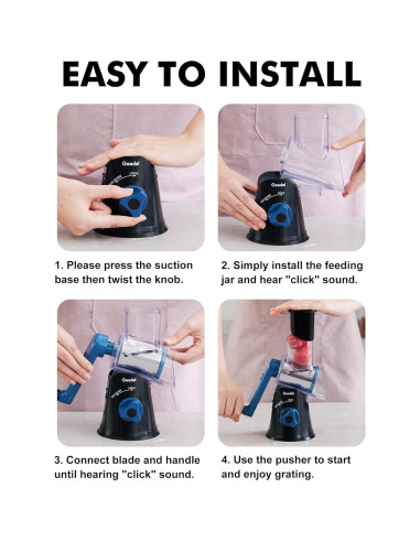 Rallador de Queso Rotativo Geedel con 3 Cuchillas Intercambiables