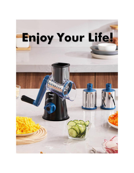 Rallador de Queso Rotativo Geedel con 3 Cuchillas Intercambiables