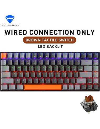 Teclado Mecánico Machenike K500A-B84 75% RGB Táctil Marrón