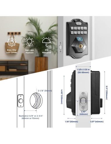 Cerradura Biométrica KANFOX S2 con Huella Dactilar y Teclado