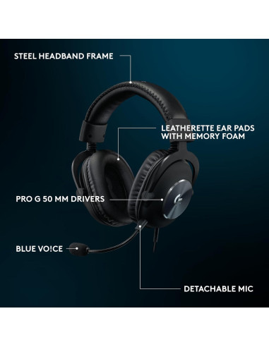 Auriculares Gaming Logitech G Pro X SE con Micrófono 50mm