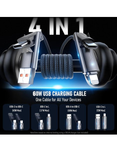 Cable de Carga 4 en 1 JHWSXTEK 60W 1m USB C Lightning 2