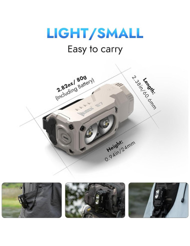 Linterna EDC WUBEN E7 1800 Lúmenes Recargable IP68 Caqui