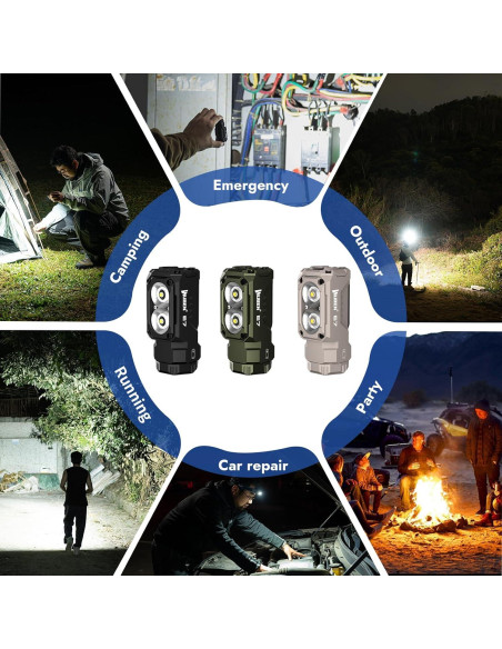 Linterna EDC WUBEN E7 1800 Lúmenes Recargable IP68 Caqui