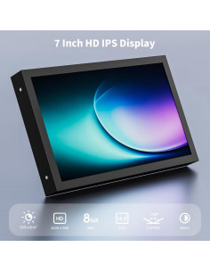 Monitor Mini 7" Aurevita VGA HDMI 1024x600 IPS Portátil 2