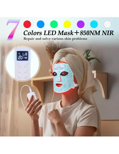 Máscara de Terapia de Luz LED Biuufish 7 Colores Antienvejecimiento