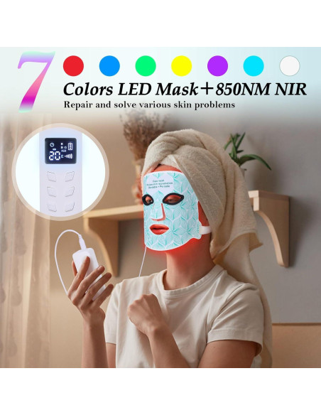 Máscara de Terapia de Luz LED Biuufish 7 Colores Antienvejecimiento