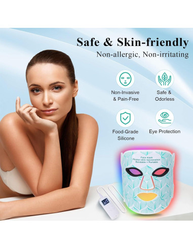 Máscara de Terapia de Luz LED Biuufish 7 Colores Antienvejecimiento