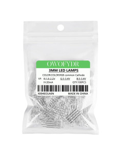 100 Diodos LED 3mm RGB OWOFYDR - Super Brillantes 4 Pines