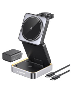 Cargador Inalámbrico 3 en 1 Augnner W90 15W con Luz Nocturna