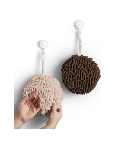 Toallas de Mano Sophie & Panda - Juego de 2 Crema y Marrón