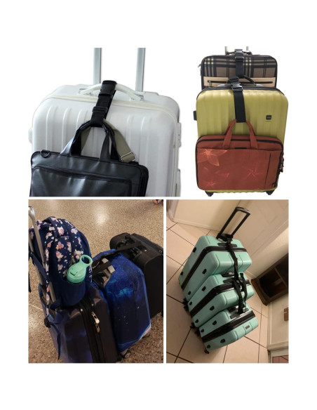 Correas de Equipaje Ajustables Ajmyonsp 2Pcs Negro 63.5-114.3cm