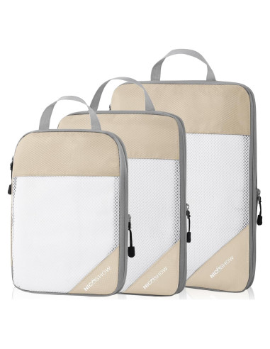 Cubos de Compresión NICOSHOW 3 Set Beige para Viajar