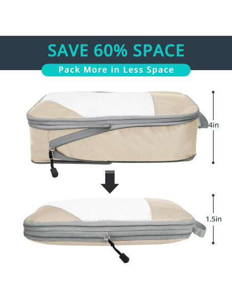 Cubos de Compresión NICOSHOW 3 Set Beige para Viajar