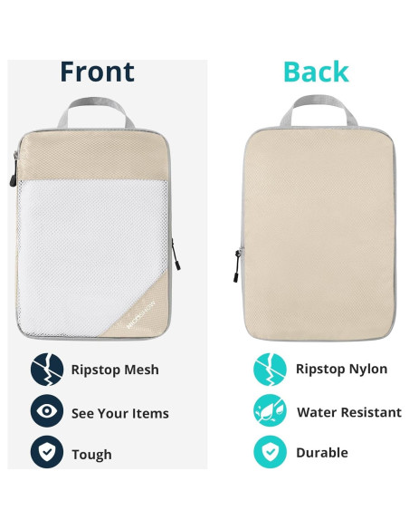 Cubos de Compresión NICOSHOW 3 Set Beige para Viajar