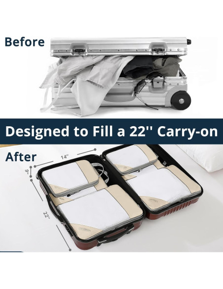 Cubos de Compresión NICOSHOW 3 Set Beige para Viajar