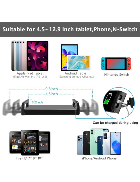 Soporte de Piso Ajustable para Tablet SAMHOUSING 4.7-13" Negro