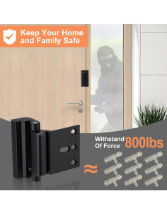 Cerradura de Seguridad Husfunov para Puerta - 2 Paquete Metal Negro 2