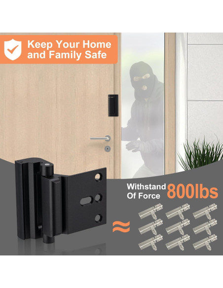 Cerradura de Seguridad Husfunov para Puerta - 2 Paquete Metal Negro