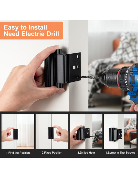 Cerradura de Seguridad Husfunov para Puerta - 2 Paquete Metal Negro