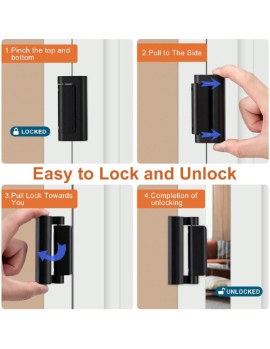 Cerradura de Seguridad Husfunov para Puerta - 2 Paquete Metal Negro