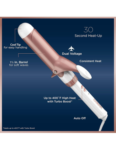 Plancha de Rizar Doble Cerámica Conair 1.5" Oro Rosa