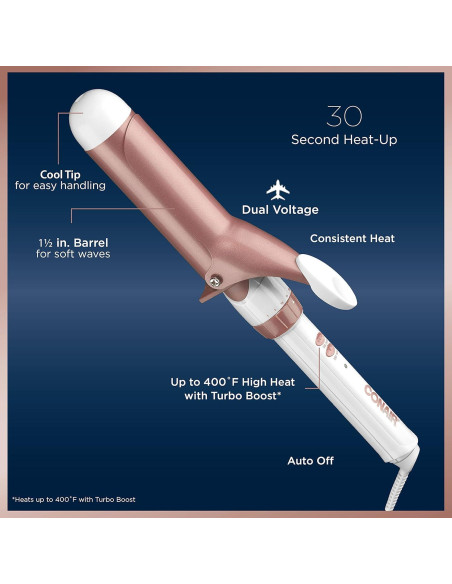 Plancha de Rizar Doble Cerámica Conair 1.5" Oro Rosa