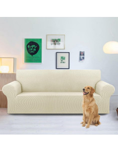 Funda de sofá elástica KEKUOU X Grande Beige 238-279 cm 2